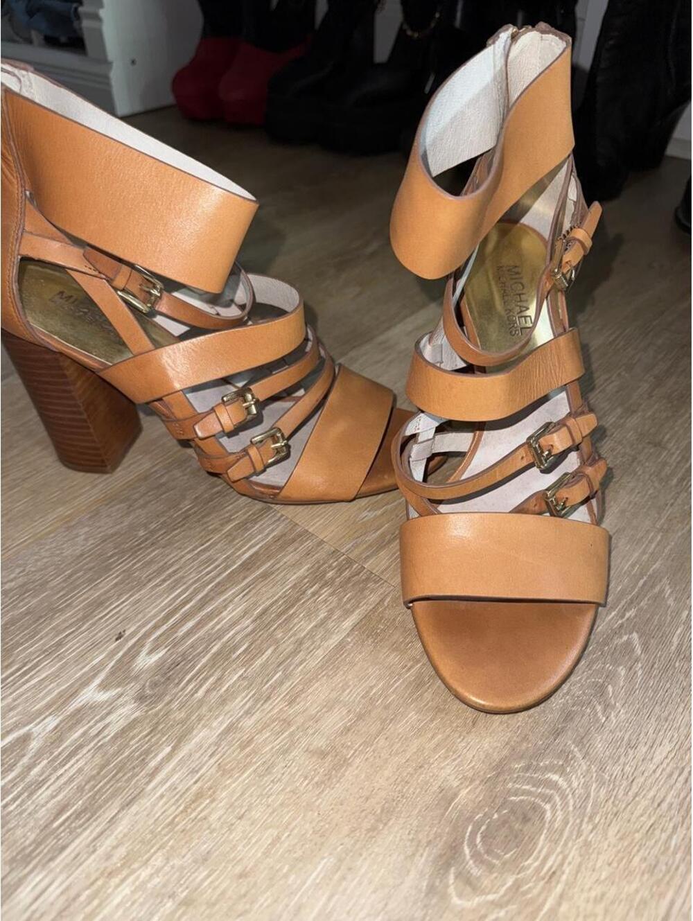 Michael Kors Winston leather strappy block-heel sandals